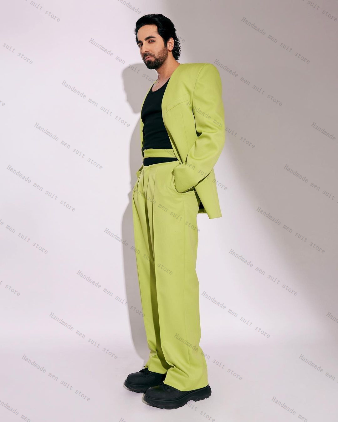 Fashion Green Men Suit Set 2 P - Men Formal Wear Wedding Guest review and price