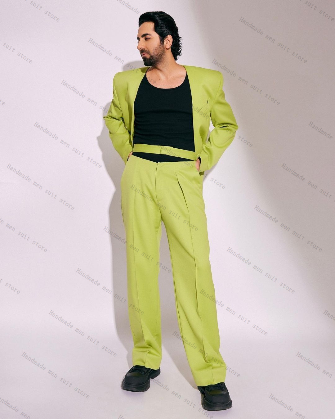 Fashion Green Men Suit Set 2 P - Men Formal Wear Wedding Guest review and price