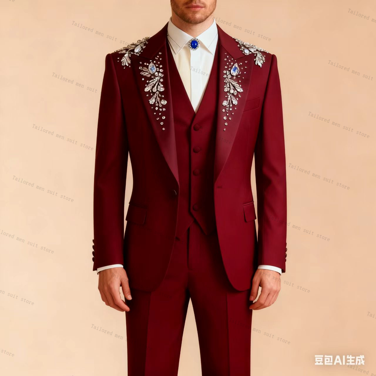 Green Men Suits Pants Set 3 Pc - Men Formal Wear Wedding Guest review and price