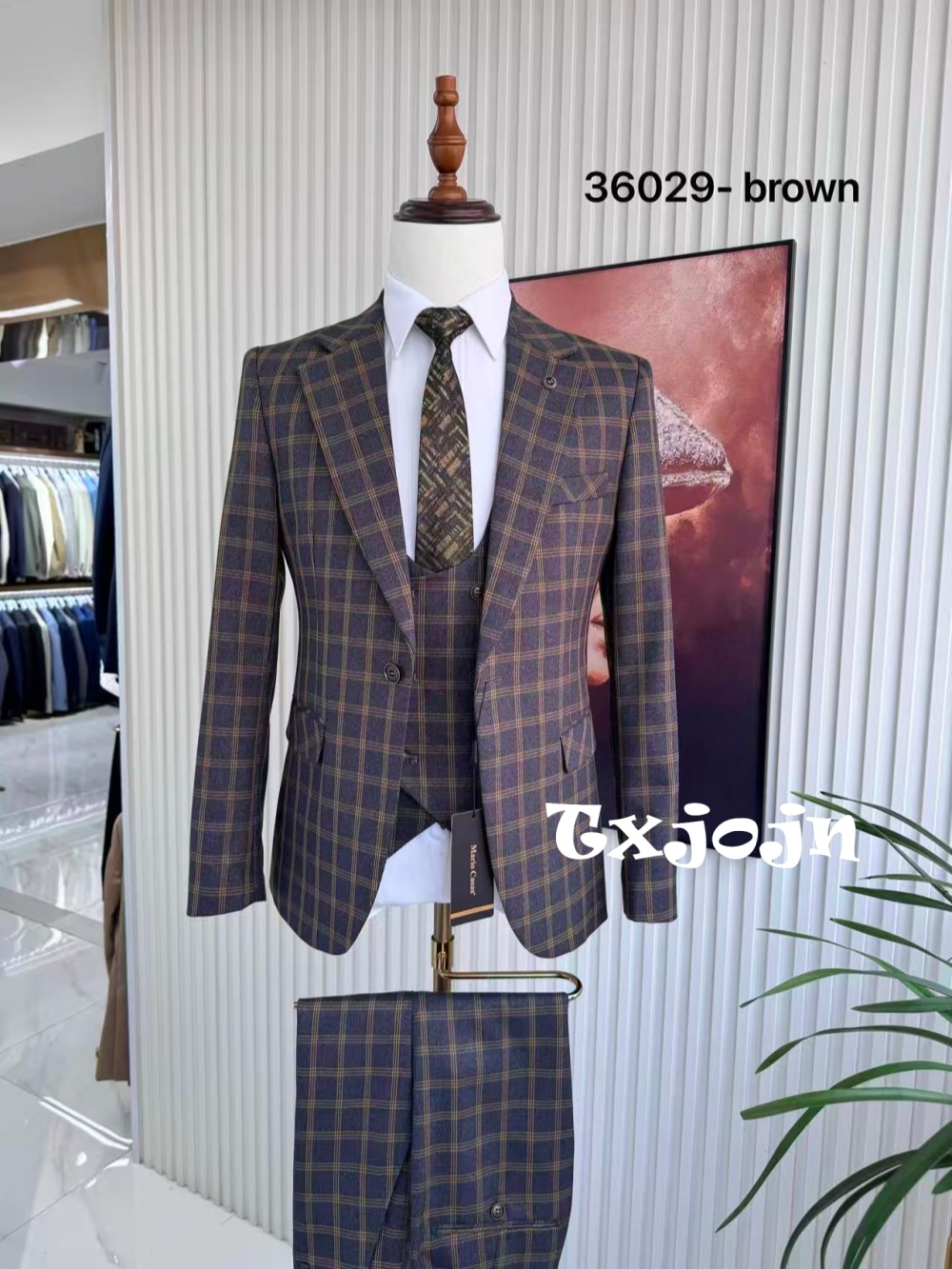 Plaid Men's Handsome Suit Set  - Men Formal Wear Sale review and price